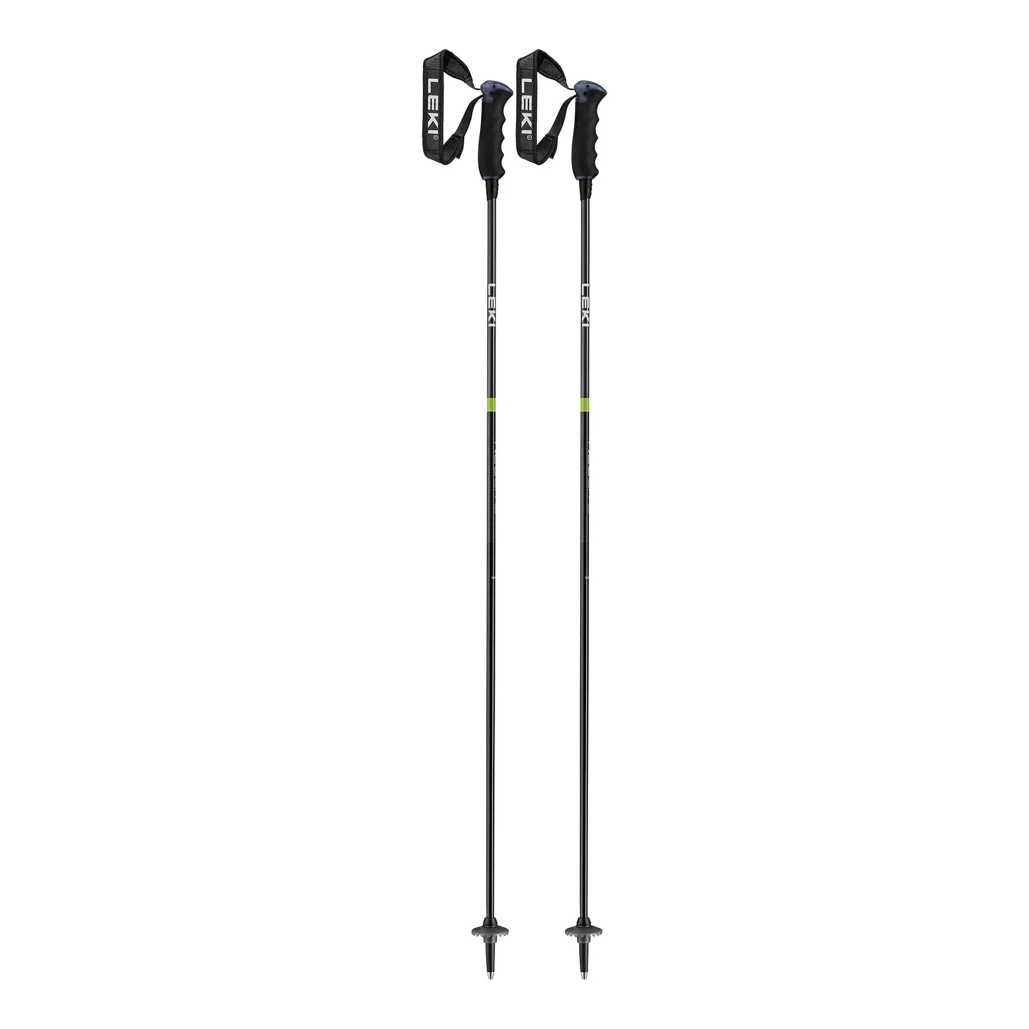 Leki NEOLITE CARBON ski poles pair, black with neon green accent
